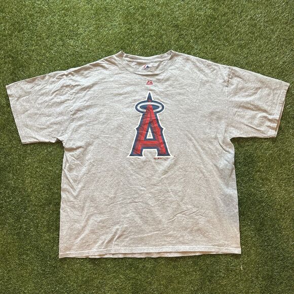Vintage Y2K Majestic Los Angeles Angels Mens 2XL Gray Shirt Graphic Logo Tee - Picture 1 of 8